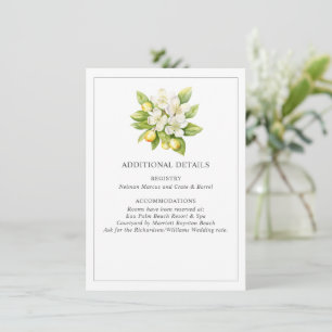 Tarjeta De Recepción Casillas de envoltorio de Boda floral de cítricos