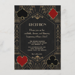Tarjeta De Recepción Casino Gold Black 20s Gatsby Wedding Reception