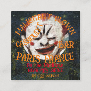 TARJETA DE RECEPCIÓN CASSOULET DE PAYASO MALIGNO BAR PARÍS FRANCIA