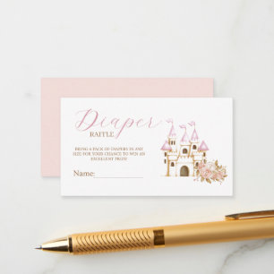 Tarjeta De Recepción Castle Princess Baby Shower Diaper Raffle