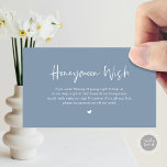 Tarjeta De Recepción Casual Elegance Boda Honeymoon Wish<br><div class="desc">Este es el guión moderno de elegancia informal,  en la polvorienta tarjeta de Boda con temática azul. Puede cambiar los colores del tipo de letra y agregar los detalles del boda en el tipo de letra / letra correspondiente. Teesha Derrick</div>