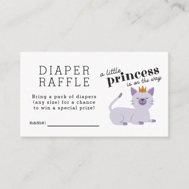 Tarjeta De Recepción Cat Princess Diaper Raffle Ticket (Anverso)