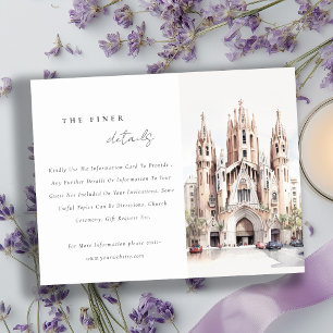 Tarjeta De Recepción Catedral de Barcelona España Bodas Detalles