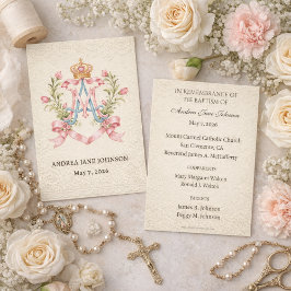 Tarjeta De Recepción Catholic Marian Baptism Remembrance 