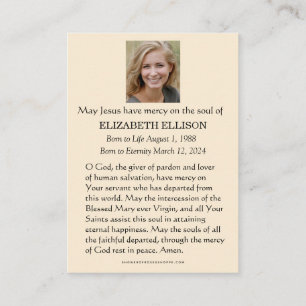 Tarjeta De Recepción Católica Beata María Madonna Funeral Memorial