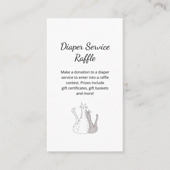 Tarjeta De Recepción Cats Cute Baby Shower Diaper Service Raffle Game (Anverso)