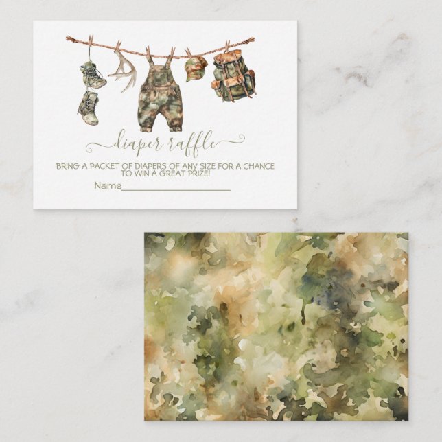 Tarjeta De Recepción Caza de la ropa de la línea Diaper Raffle (Anverso / Reverso)