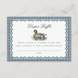 Tarjeta De Recepción Caza de pato Mallard Gingham Diaper Raffle Insert
