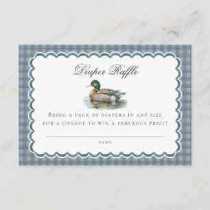 Tarjeta De Recepción Caza de pato Mallard Gingham Diaper Raffle Insert