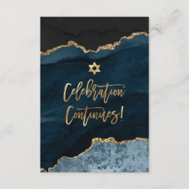 Tarjeta De Recepción ✡ Celebración de Mitzvah! Acuarela Agata Azul Piza
