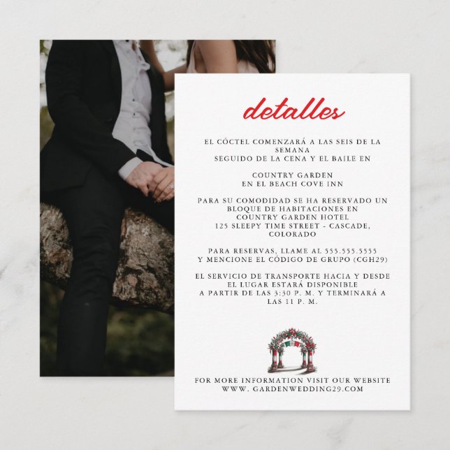 Tarjeta De Recepción Celebración del Boda mexicano (Anverso / Reverso)