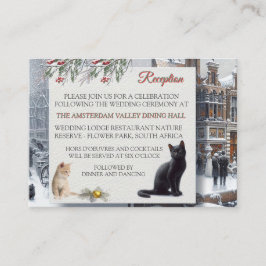 Tarjeta De Recepción Celebraciones de invierno en la nieve, con gatitos