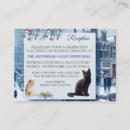 Tarjeta De Recepción Celebraciones de invierno en la nieve, con gatitos