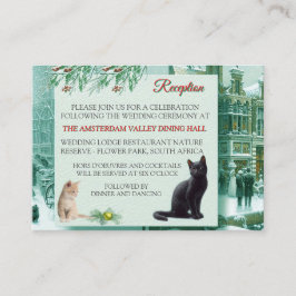 Tarjeta De Recepción Celebraciones de invierno en la nieve, con gatitos
