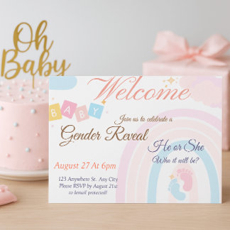 Tarjeta De Recepción Celebrate Your Baby Shower in Pure Joy | Pastel