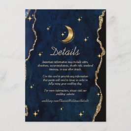 Tarjeta De Recepción Celestial Blue Wedding Midnight Stars Moon