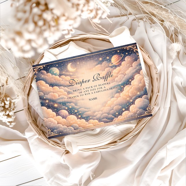 Tarjeta De Recepción Celestial Clouds Stars Baby Shower Diapper Raffle (Subido por el creador)