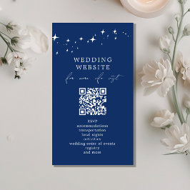 Tarjeta De Recepción Celestial Elegant Wedding QR Code Website Details