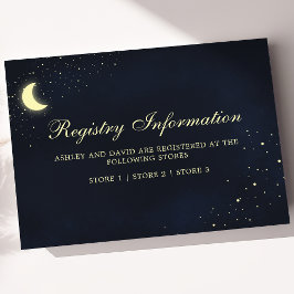 Tarjeta De Recepción Celestial Moon Stars Midnight Blue Registry Card
