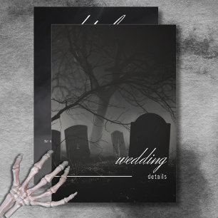 Tarjeta De Recepción Cementerio gótico blanco y negro hasta detalles de