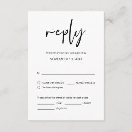 Tarjeta De Recepción Cena boda RSVP, con opciones de comida Gabinete C