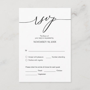 Tarjeta De Recepción Cena boda RSVP, opciones de comida