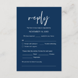 Tarjeta De Recepción Cena boda RSVP, opciones de comida, petición de ca