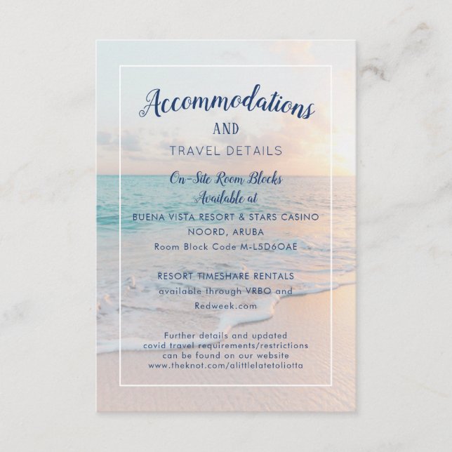Tarjeta De Recepción Cena De Bienvenida Para Alojamientos De Bodas En P (Anverso)
