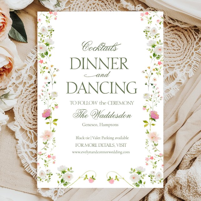 Tarjeta De Recepción Cena de cócteles Boda floral Dancing Rococo (Subido por el creador)