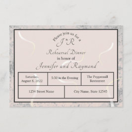 Tarjeta De Recepción Cena de ensayo monogramada de guijarros y mármol g