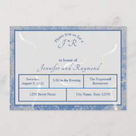 Tarjeta De Recepción Cena de ensayo monogramada de mármol azul y gris