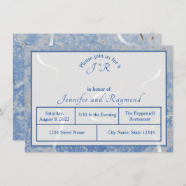 Tarjeta De Recepción Cena de ensayo monogramada de mármol azul y gris