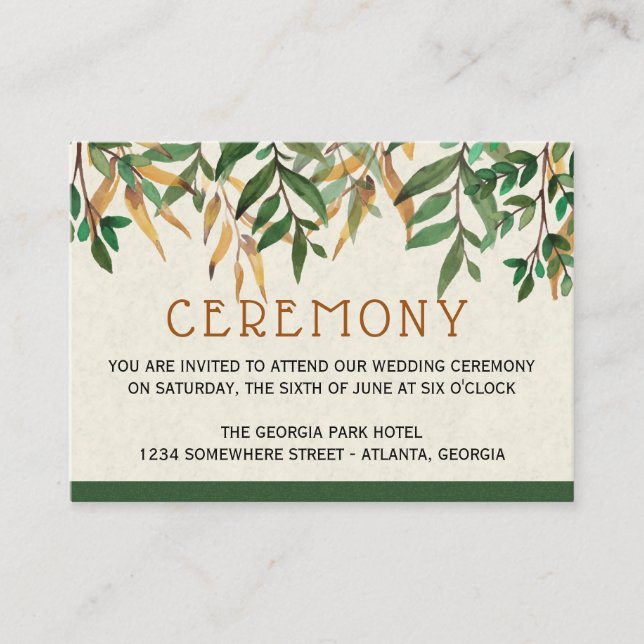 Tarjeta De Recepción Ceremonia de boda (Anverso)