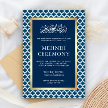 Ceremonia de Mehndi islámica de cuatro hojas azul