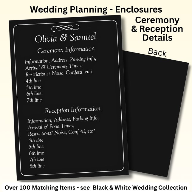 Tarjeta De Recepción Ceremony & Reception Venues info - Black White (Subido por el creador)