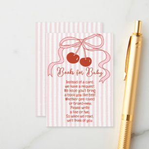 Tarjeta De Recepción Cereza en la parte superior lazos rosados con raya