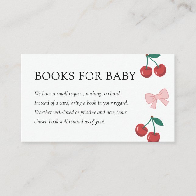Tarjeta De Recepción Cerezo en los mejores libros de Baby Shower para b (Anverso)