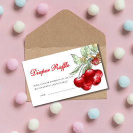 Tarjeta De Recepción Cerezo rojo en la ducha del bebé, Diaper Raffle