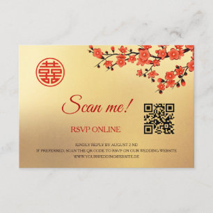 Tarjeta De Recepción Cerezos en flor RSVP en línea Código QR