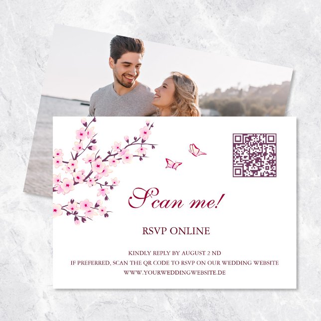 Tarjeta De Recepción Cerezos en flor RSVP en línea | Código QR (Subido por el creador)