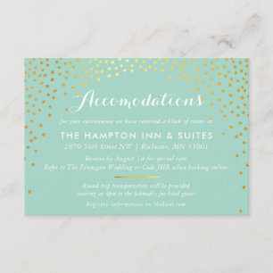 Tarjeta De Recepción CERRAMIENTO chic rustico mini confeti dorado menta