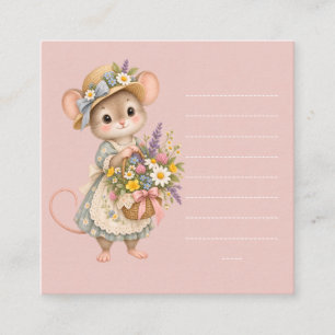 Tarjeta De Recepción Cesta de flores silvestres de ratón pequeño