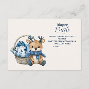 Tarjeta De Recepción Cesta de renos azules Baby Shower Diapper Raffle