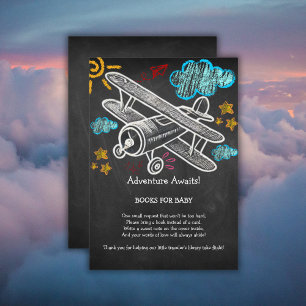Tarjeta De Recepción Chalkboard Adventure Await Airplane Baby Shower