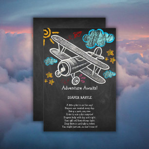 Tarjeta De Recepción Chalkboard Adventure Await Airplane Baby Shower