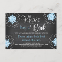 Chalkboard Blue Snowflake Baby Shower trae un libr