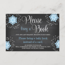 Tarjeta De Recepción Chalkboard Blue Snowflake Baby Shower trae un libr