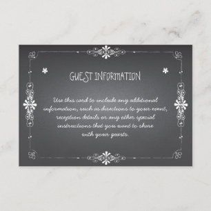 Tarjeta De Recepción Chalkboard Boda Información de invitado Insertar t