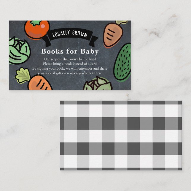 Tarjeta De Recepción Chalkboard Books para el bebé de cultivo local (Anverso / Reverso)