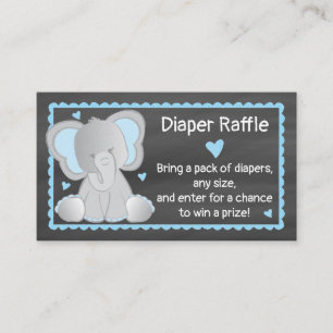 Tarjeta De Recepción Chalkboard Elephant Baby Boy Shower Diaper Raffle